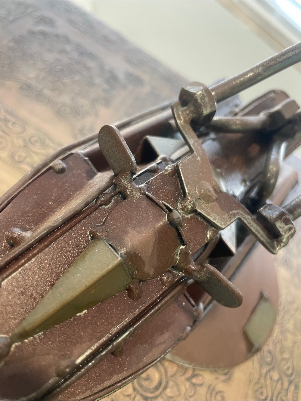 Handcrafted Metal Jet Ski Sculpture - Brown & Olive - Picture 5 of 9